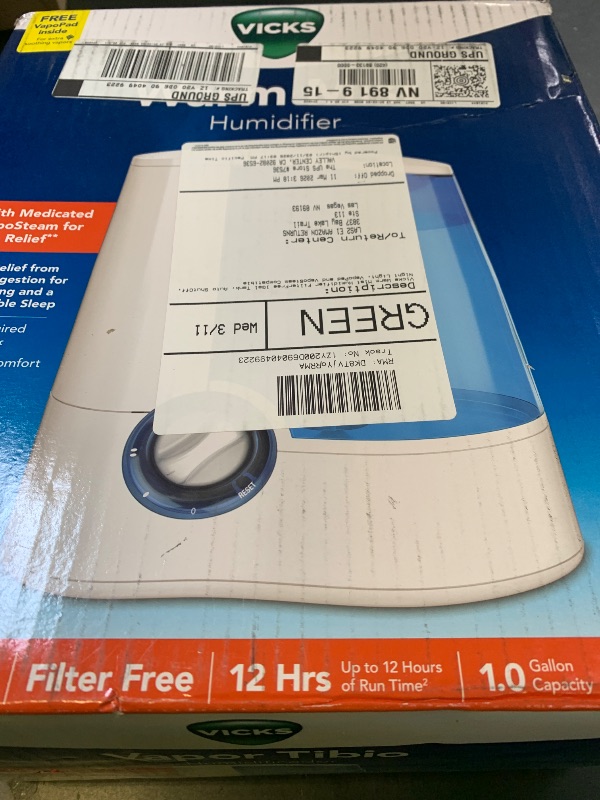 Photo 1 of Vicks Warm Mist Humidifier Filter?Free 1?Gal Tank, Auto Shut?Off, Night Light, VapoPad and VapoSteam Compatible
