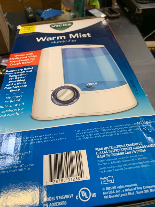Photo 1 of Vicks Warm Mist Humidifier Filter?Free 1?Gal Tank, Auto Shut?Off, Night Light, VapoPad and VapoSteam Compatible