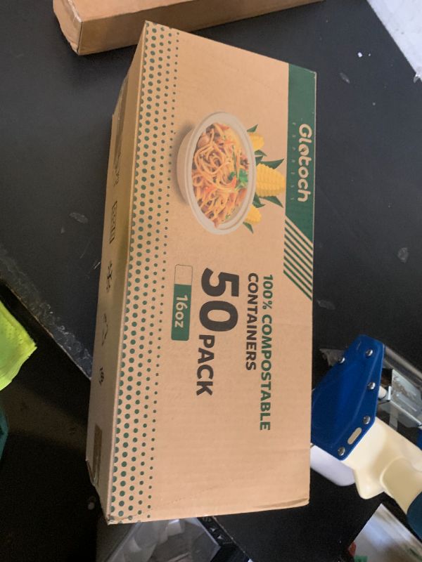 Photo 1 of 100 Piece (50 Pack) Meal Prep Bowl Containers with Lids, Cornstarch Round Food Containers for Lunch Salad Deli Soup, BPA Free Plant-based Take Out Containers Microwave & Freezer Safe, 16 oz