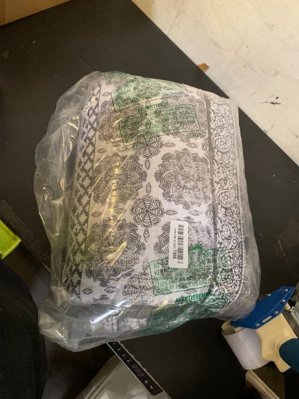 Photo 1 of Cottolester Boho King Size Comforter Set 8 Pieces,Gray Bohemian Striped Bed in a Bag,Floral Soft Microfiber Bedding Comforter Set