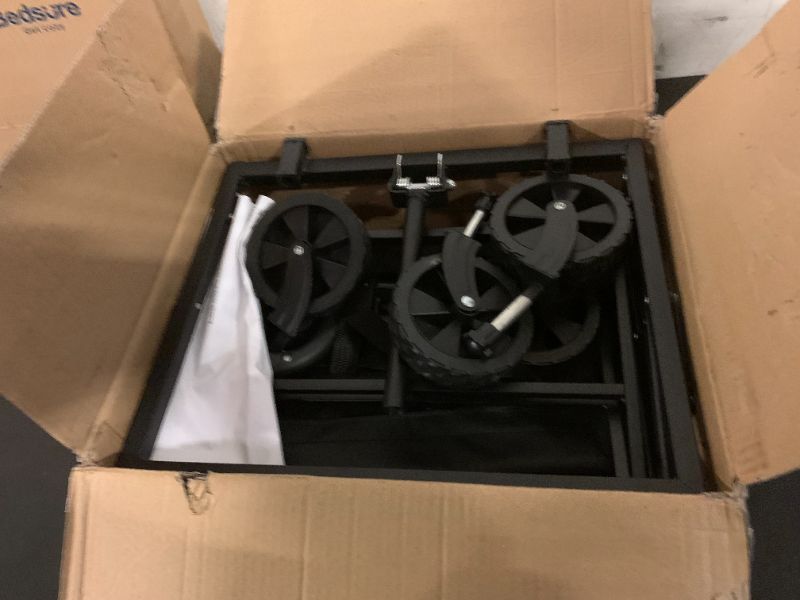 Photo 1 of Collapsible Wagon Cart Foldable Beach Wagon with All-Terrain Wheels - 380 LBS Heavy Duty Grocery Cart for Shopping, Beach, Camping, Sports, Garden (Black)