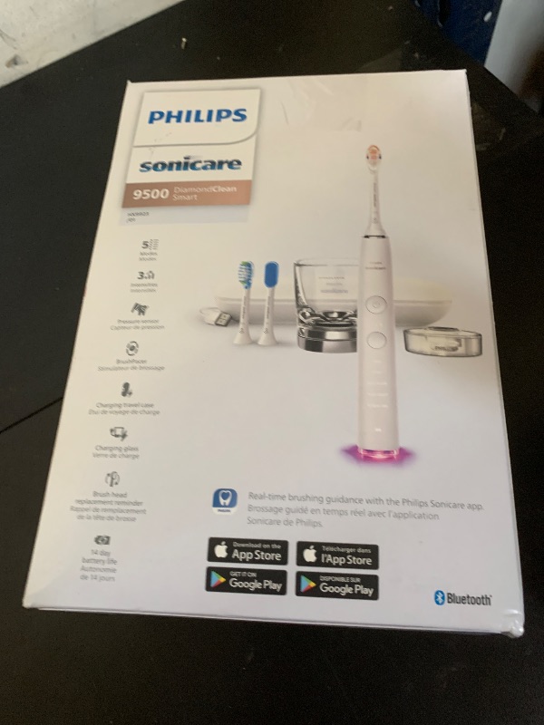 Photo 1 of Philips Sonicare DiamondClean Smart 9500 Electric Toothbrush, Sonic Toothbrush with App, Pressure Sensor, Brush Head Detection, 5 Brushing Modes and 3 Intensity Levels, White, Model HX9923/01