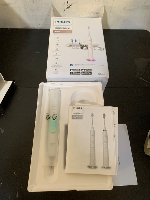 Photo 1 of Philips Sonicare DiamondClean Smart 9500 Electric Toothbrush, Sonic Toothbrush with App, Pressure Sensor, Brush Head Detection, 5 Brushing Modes and 3 Intensity Levels, White, Model HX9923/01