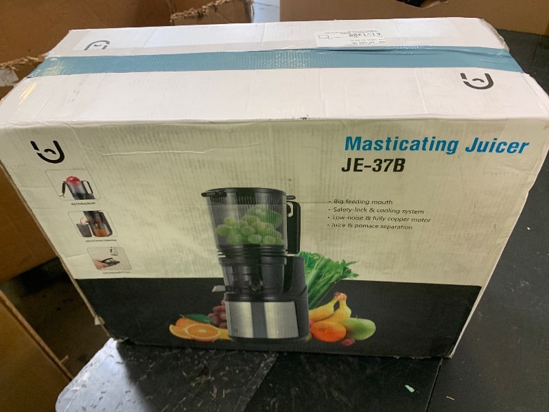 Photo 1 of EanOruus Cold Press Juicer, 5.8" Wide Feed Chute Juice Extractor Machine with 400W, High Juice Yield, Slow Masticating Juicer for Whole Vegetables & Fruits, Gray-Stainless Steel