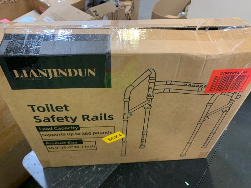 Photo 1 of Lianjindun Toilet Safety Rails, Adjustable Toilet Frame for Elderly, Seniors, Handicap & Disabled, Foldable Handicap Toilet Handles Fit Any Toilets (Gray)