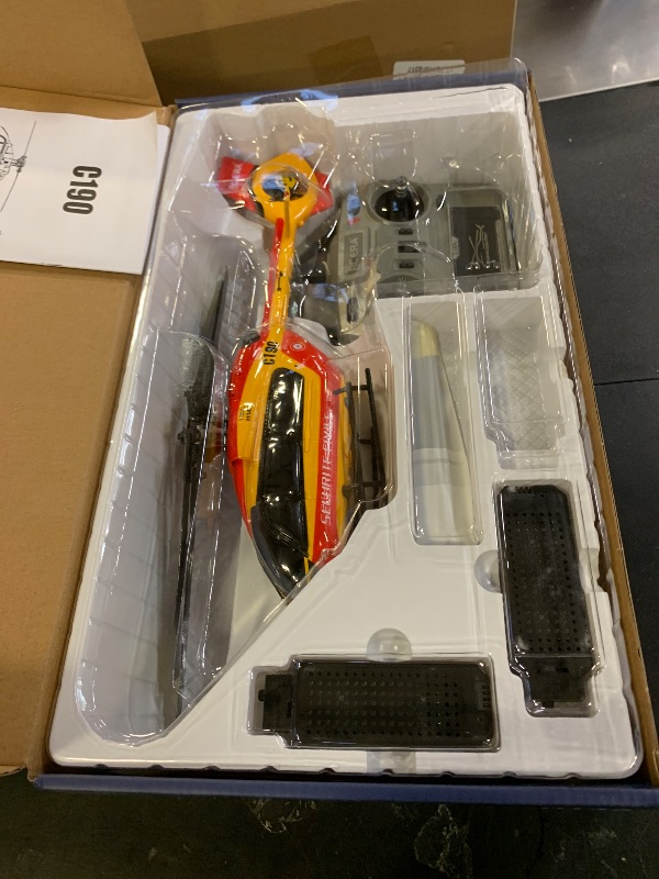 Photo 1 of Ssccgym C190 H145 6CH Remote Control Helicopter Aircraft for Adults Beginners RC Heli Single Rotor No Ailerons Maintain Altitude Hover/Optical Flow Positioning RTF 335MM (Yellow 2-Battery)