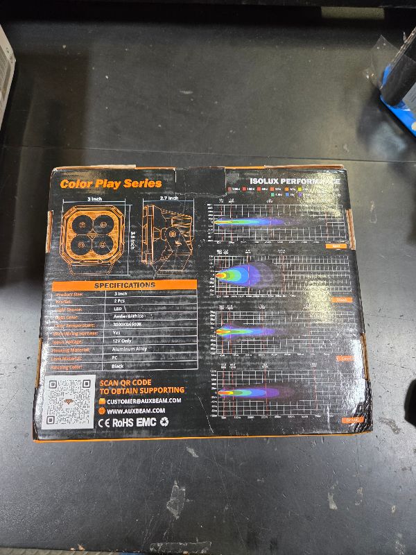 Photo 1 of Auxbeam RGB Color Changing 3" LED Pods 116W Off-Road Lights 7+1 Ambient Backlight Gradient Cycle Accent Lighting, Spot Flood Combo, Amber White Lens Covers, Color Play Series