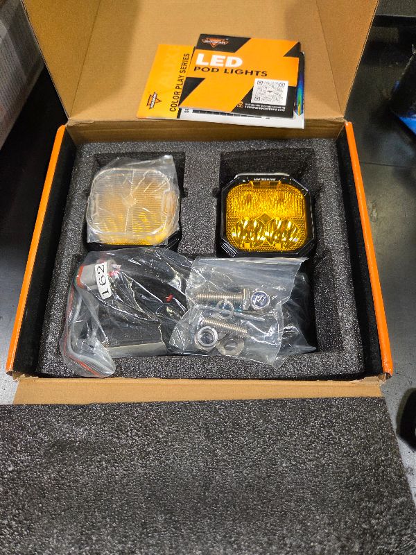 Photo 1 of Auxbeam RGB Color Changing 3" LED Pods 116W Off-Road Lights 7+1 Ambient Backlight Gradient Cycle Accent Lighting, Spot Flood Combo, Amber White Lens Covers, Color Play Series