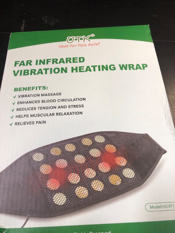 Photo 1 of UTK Vibrating Far Infrared Heating Pad for Back Pain Relief, Hot to 159?, Lower Back Massager Gift for Women Men, FSA-HSA Eligible, 3 Vibration, 16 Timers Auto-Off, 20 Jades, 35-55" Adjustable Size