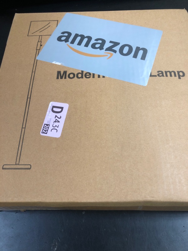 View 2 of ?Upgraded? Dimmable Floor Lamp for Living Room,1000 Lumens Bulb Included, Modern Floor Lamps Simple Design with Linen Shade, Tall Standing Lamp for Bedroom Office Dining Room, Black Pole Lamp