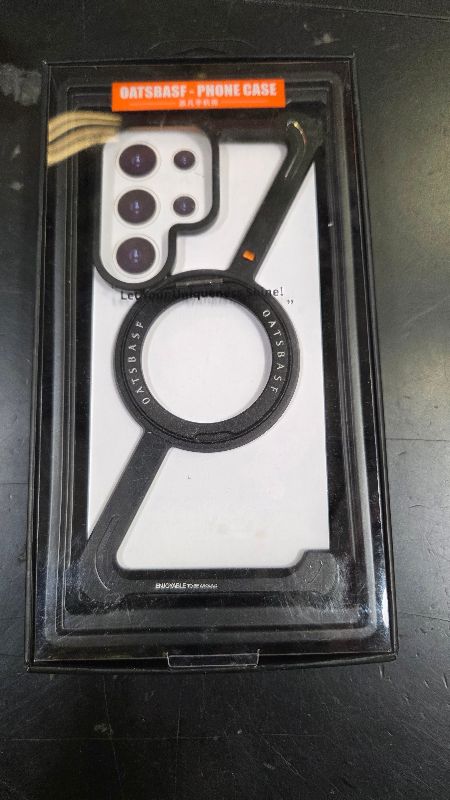 Photo 1 of OATSBASF Minimalist Phone Case Compatible with Samsung Galaxy S26 Ultra, 360° Rotation Kickstand Aluminum Metal Frameless Design Bumper Case, Protective Shock Grade Shell, Black