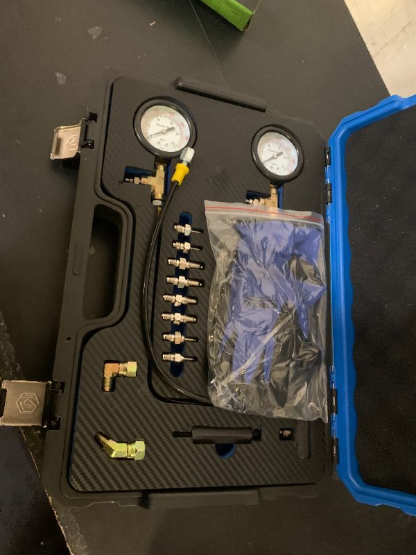 Photo 1 of KTTOOL Brake Pressure Tester, Universal Brake Pressure Gauge, 0-3500PSI ABS Hydraulic Oil Pressure Gauge Kit, Brake System Test Diagnostic Tool for Gasoline Car