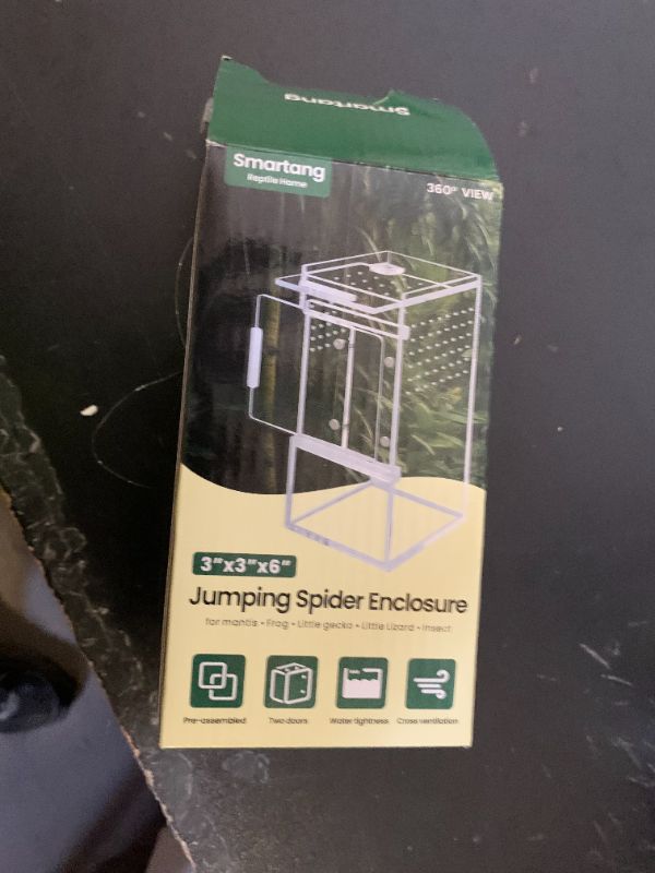 Photo 1 of ?Pre-Assembled? Jumping Spider Enclosure(3"×3"×6") Front Above Opening Praying Mantis Habitat, Jumping Spider Habitat, Arboreal Tarantula Enclosure, Insect Terrarium,Acrylic Terrarium