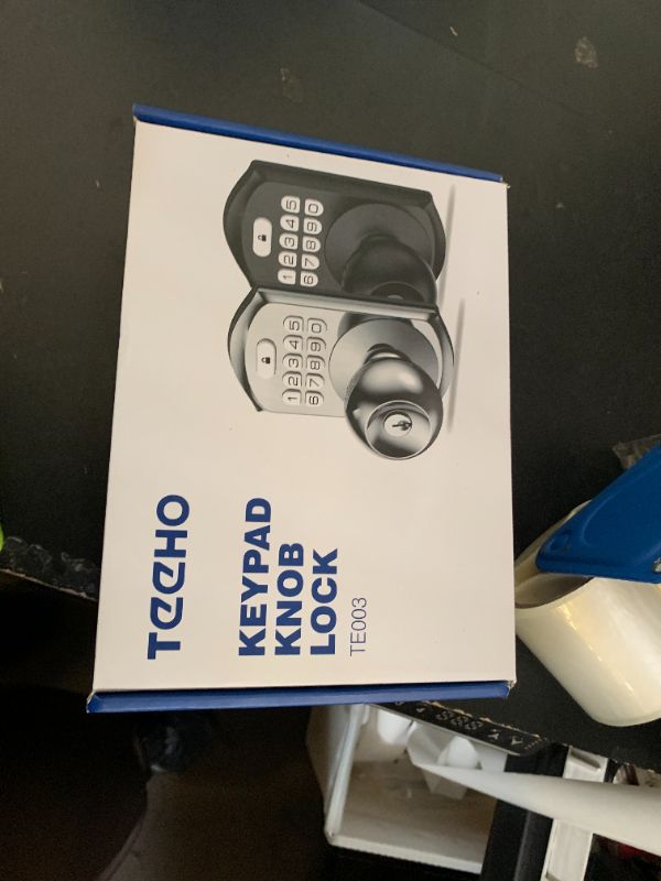 Photo 1 of TEEHO TE003 Keyless Entry Keypad Door Lock with Handle, Electronic Digital Smart Deadbolt Locks with 2 Backup Keys, Door Knob with Code for Front Door Bedroom, Auto Lock, Easy to Install, Satin Nickel