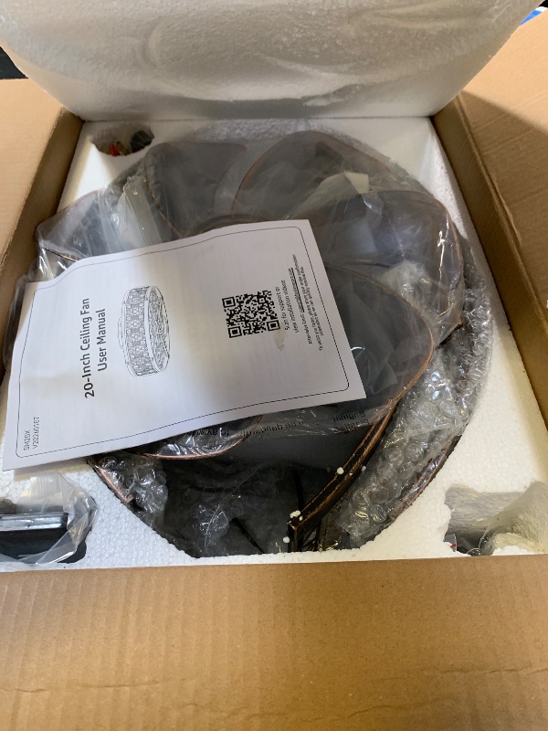 Photo 1 of LEDIARY 20" Caged Ceiling Fans with Lights,Flush Mount Vintage Victorian Rustic Crystal Fandelier,Low Profile Farmhouse Enclosed Ceiling Fan with Light and Remote for Bedroom,Kitchen,Indoor,Black Gold