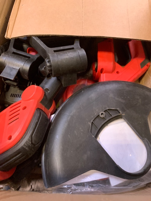 Photo 1 of Electric  Wacker with Wheels, 12-Inch 2x3.0Ah 21V Battery Powered Weed Eater, Cordless Lawn Mower with 4 Types Blades, 800W Brushless Brush Cutter, 20000RPM Grass Trimmer for Garden Yard