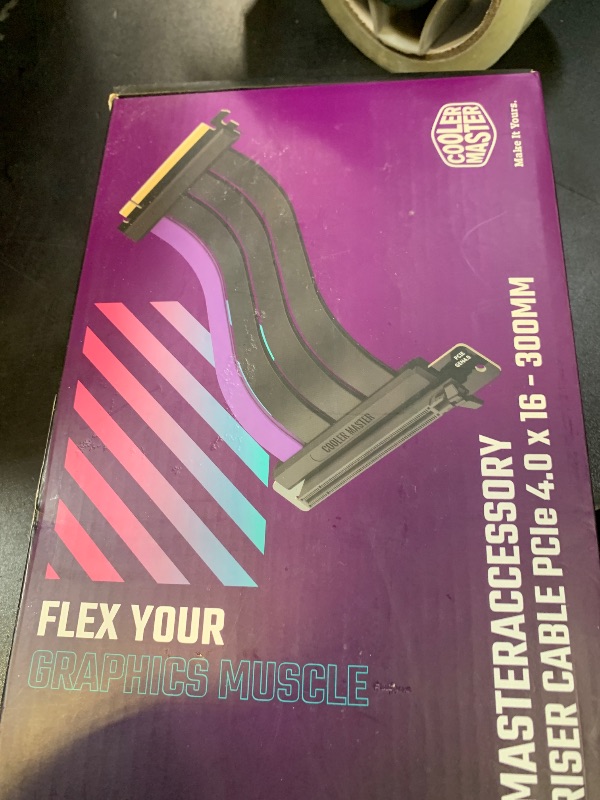 Photo 1 of Cooler Master MasterAccessory Riser Cable PCIe 4.0 x16 300mm Black, PCIe 4.0 Compatible, EMI Shielded 30 AWG, Protective ABS Casing for Graphics Card (MCA-U000C-KPCI40-300)
