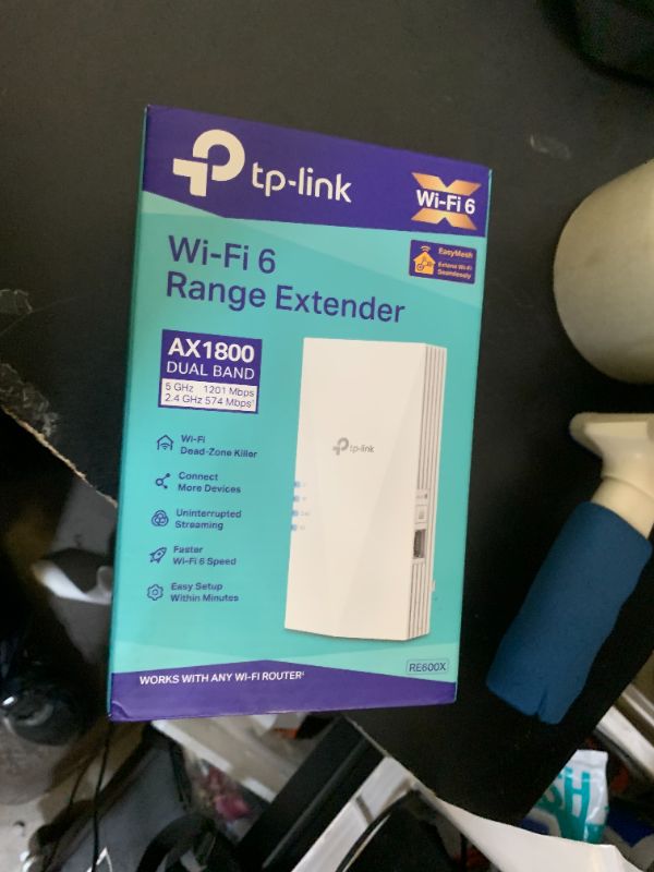 Photo 1 of TP-Link AX1800 WiFi 6 Extender Internet Booster, Covers up to 1500 sq.ft and 30 Devices, Dual Band Wireless Signal Booster Repeater, Gigabit Ethernet Port, AP Mode, OneMesh Compatible(RE600X)