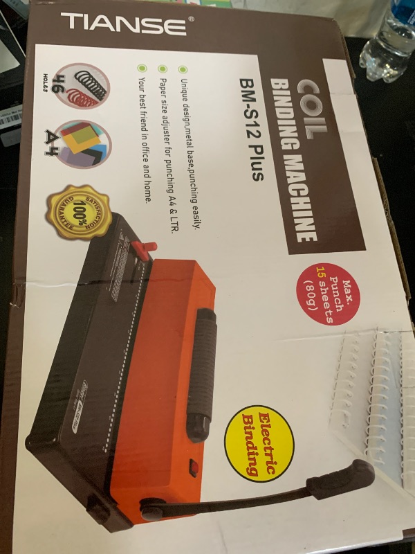 Photo 1 of TIANSE Binding Machine, Spiral Coil Binder Machine, Manual Book Maker Punch Binder with Electric Coil Inserter,Suit for Letter Size / A4 / A5