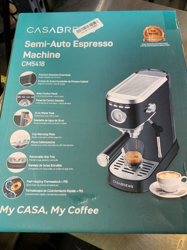 Photo 1 of CASABREWS CM5418 Espresso Machine 20 Bar, Stainless Steel Espresso Maker with Milk Frother, Compact Cappuccino Machine for Home, Small Espresso Coffee Machine for Latte, Black
