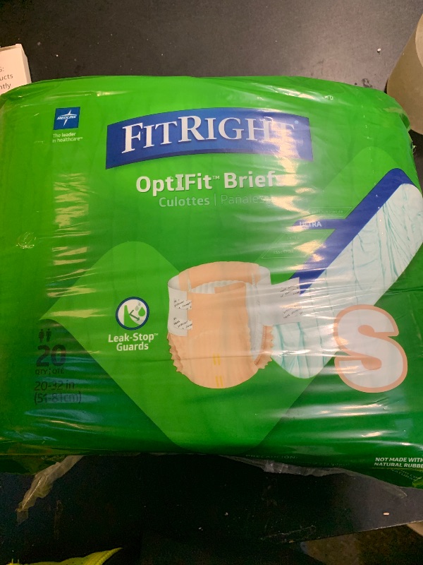 Photo 1 of FitRight Adult Diapers, Ultra Heavy Absorbency, S (Waist Size 20in-32in), 20 Count, OptiFit Incontinence Briefs for Men and Women, Disposable, Moisture-Wicking, Leak Protection,
