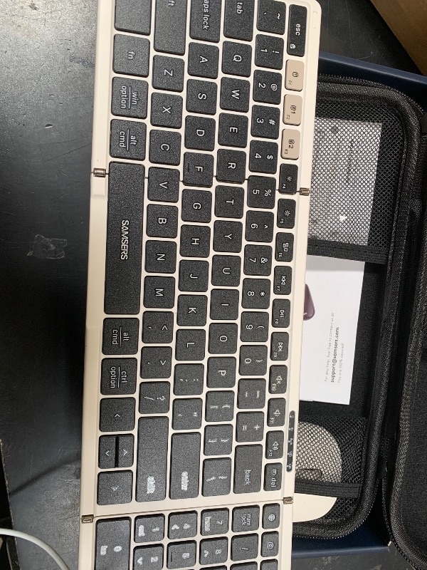 Photo 1 of Foldable Keyboard and Mouse, Samsers Folding Bluetooth Keyboard Combo, 2.4G + BT5.0 x 2, Full-Size Portable Travel Keyboard & Rechargeable Wireless Mouse for Windows Android iOS Mac OS, Starlight
