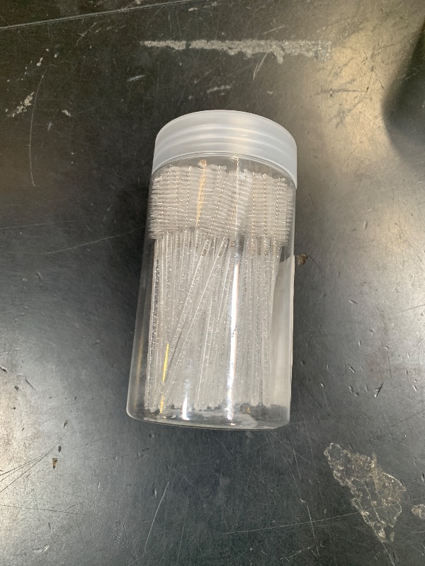 Photo 1 of 100 Pcs Disposable Mascara Wands, Crystal Eyebrow Spoolies Brush for Eyelash Extensions, Lash Brushes with Container (White)