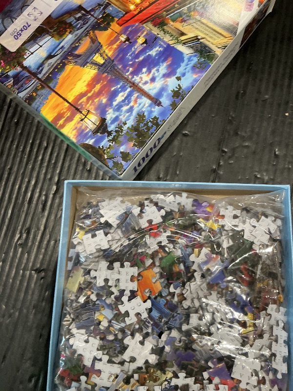 View 2 of 1000 Pieces Paris Twilight Jigsaw Puzzle for Adults - Stress Relief & Family Bonding Game, Scenic Eiffel Tower & Seine River Art, 27.56x19.69 Inches Home Decor