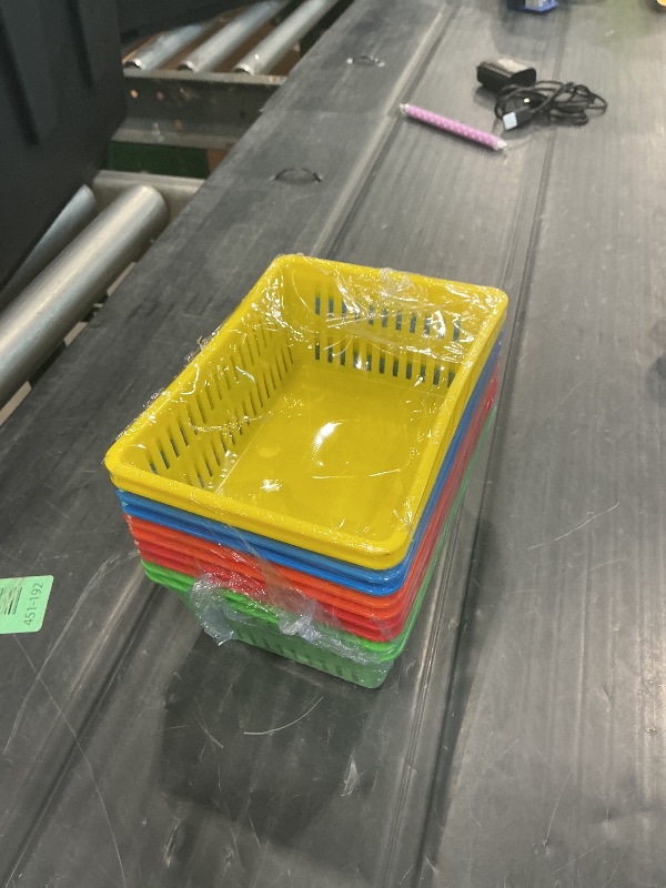 Photo 1 of 10 Pack Mini Storage Baskets Bins, Plastic Organizer Basket, Colorful Shelf and Desk Make-up Storage Crate Organizing Containers, Ideal for Home Classroom Office Organization. 6.1"L x 4.5"W x 2.4"H