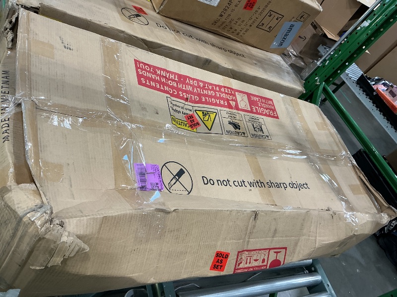 Photo 1 of *PARTIAL SET* ***JUST THE TOP COUNTER*** 
DWVO 47 Inch Bathroom Vanity with Double Sink, Retro Bathroom Storage Cabinet with Sintered Stone Countertop, Six Holes, 4 Doors & 3 Drawers