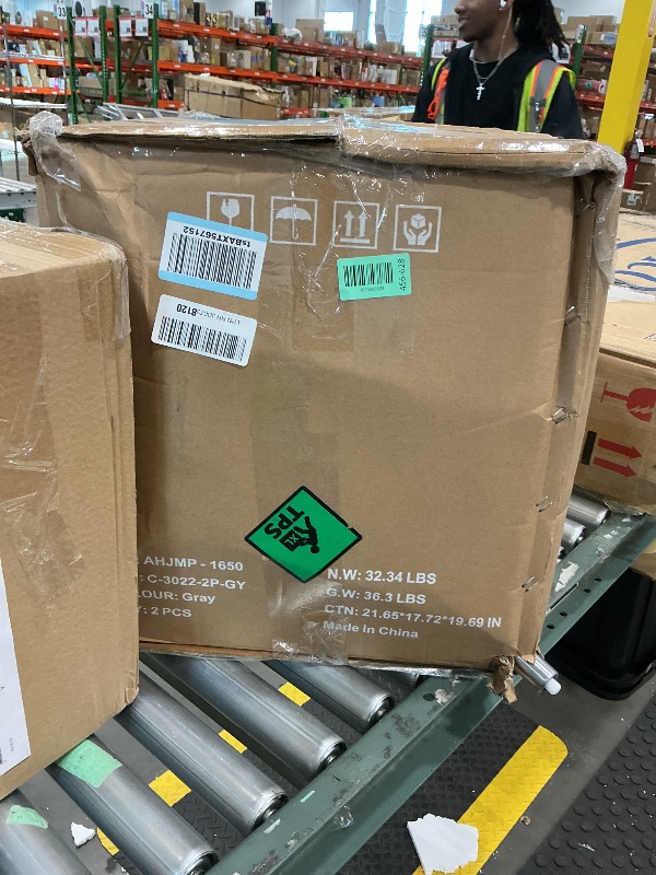 Photo 1 of *MISSING PARTS - See Clerk Notes*
Sweetcrispy Modern Bar Stools Set of 4, Adjustable Faux Leather Upholstered Swivel Bar Stools, Counter Height Bar Chairs with Back for Kitchen Island, Grey