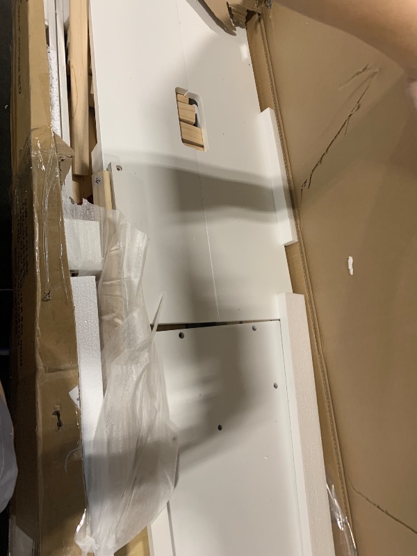 Photo 1 of ** PARTIAL SET MISSING BOX #2**** Bellemave Full Size Bed with Slats and Stairs, Full Size Platform Bed Frame with Fence, Bookshelf and Storage Drawers, Easy Assemble Beds for Kids, Girls, Boys, White