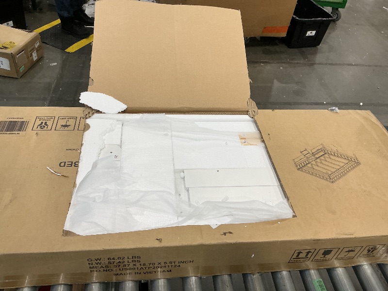Photo 1 of ** PARTIAL SET MISSING BOX #2**** Bellemave Full Size Bed with Slats and Stairs, Full Size Platform Bed Frame with Fence, Bookshelf and Storage Drawers, Easy Assemble Beds for Kids, Girls, Boys, White