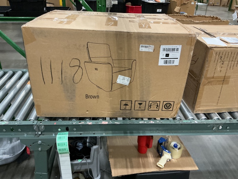 Photo 1 of ***MISSING PARTS***Power Recliner Chair, 270° Swivel Rocking Glider with USB Charging Port, PU Leather Upholstered Fabric, Ergonomic Modern Nursery Chair for Living Room, Bedroom, Nursery (Power Brown)