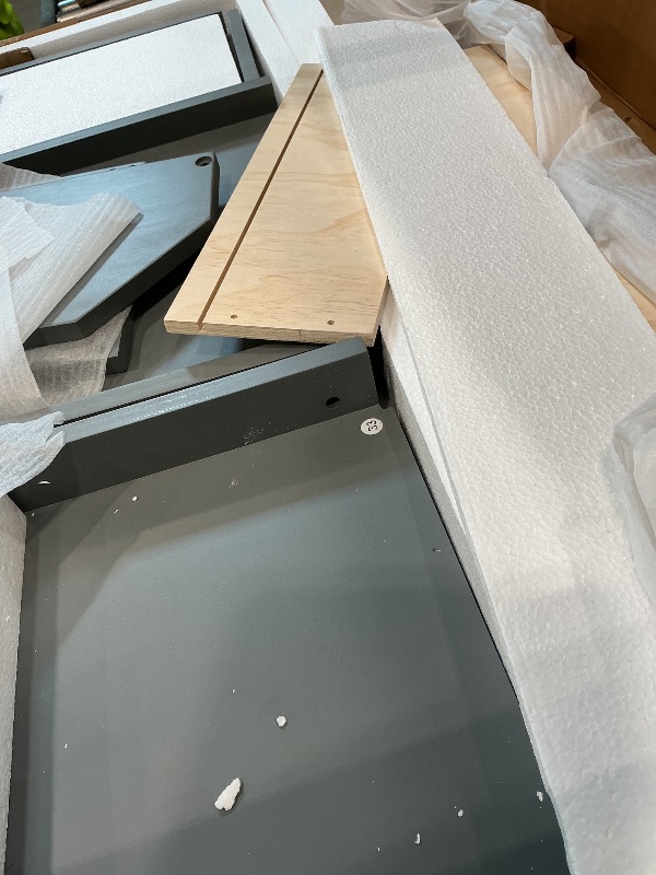 Photo 1 of *PARTIAL SET*
Twin-Over-Twin Bunk Beds Castle Style Bunk Bed with 2 Drawers 3 Shelves and Slide - Gray