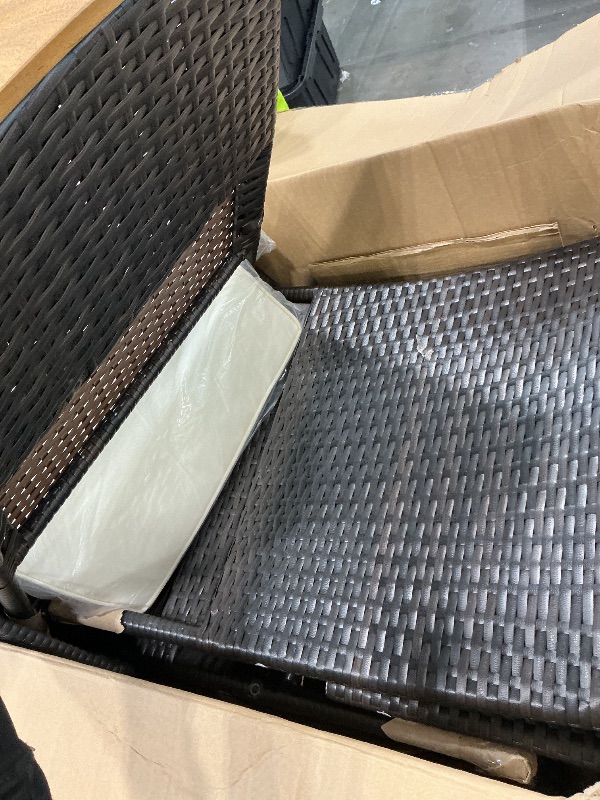 View 3 of 
Rattan Wicker Chaise Lounge Chair, Outdoor Patio ?Recliner Chair w/Adjustable Backrest, Reclining Chair Sunbed with Garden Yard Patio Sunbed with Cushion Brown Poly Rattan
