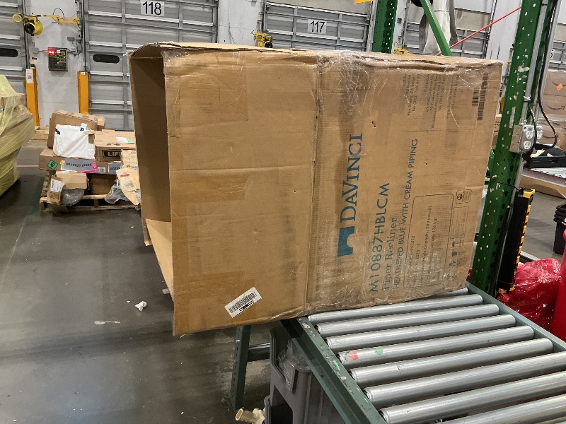 Photo 1 of ***MISSING HARDWARE *** Davinci Piper 360° Swivel Rocker Recliner Chair, Rocking Chair for Nursery & Living Room, GREENGUARD Gold, FSC & Certi-PUR US Certified, Comfy Nursery Glider Recliner - Heathered Blue w/Cream Piping