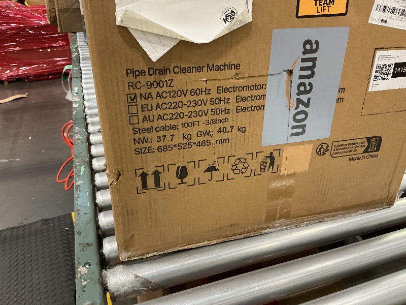 Photo 1 of **UNTESTED**
VEVOR Drain Cleaner Machine 100FT x 3/8 Inch, Auto Feed Sewer Snake Auger on Wheels, 370W Portable Drain Cleaning Machine with 8 Cutters & Air-activated Foot Switch for 2" to 4" Pipes