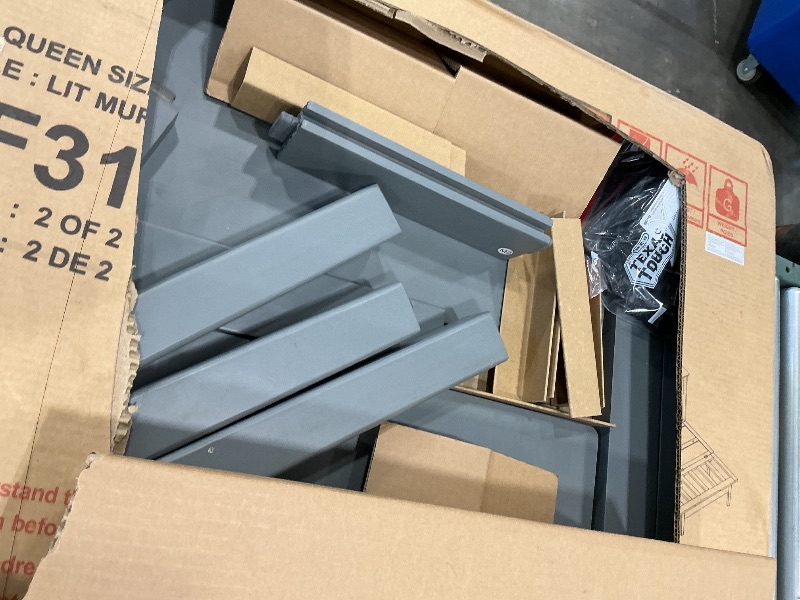 Photo 1 of ***UPDATED 5/15*** Merax Murphy Bed Queen Size with USB Port and Slide-Out Shelves on Each Side, 2-in-1 Foldable Bed Frame Cabinet Desk for Bedroom Guest Room Living Room (Gray)