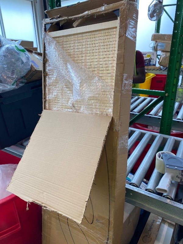 Photo 1 of [DAMAGED ON ONE CORNER] Furnnylane 4 Panel Bamboo Room Divider - 5.6 ft Tall Folding Privacy Screen, Natural Beige Freestanding Partition Wall for Home Office & Room Separation (67" H x 61.4" W)