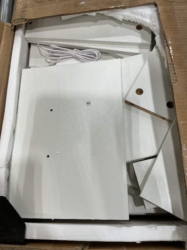 Photo 1 of *MAJOR DAMAGE*
LIVELYGLOW Makeup Vanity Desk with Charging Station & LED Mirror – 35.4" Vanity Set with 4 Drawers, 3 Lighting Modes – Modern Bedroom Furniture (15.7" D x 35.4" W x 53.9" H), White