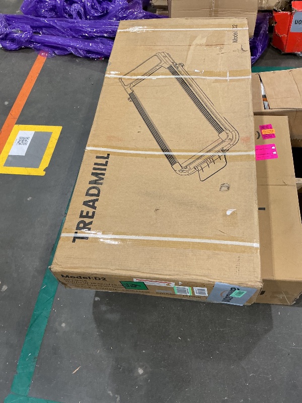 Photo 1 of *MAJOR DAMAGE*
Walking Pad with 15% 12-Level Auto Incline & Handle Bar, Trisomy 3.5HP Foldable Under Desk Treadmill, 450 LBS Capacity Treadmills for Home Hiking with UI Screen, Bluetooth Speaker, Remote, RGB Light