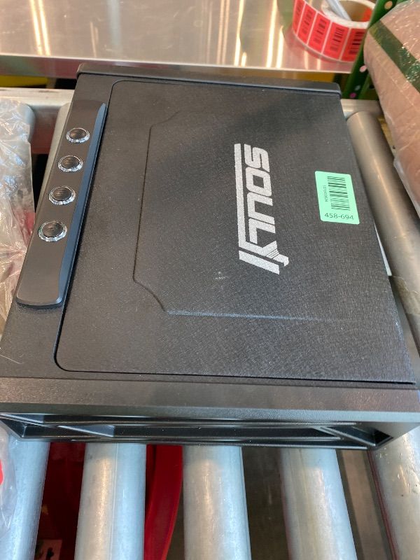 Photo 1 of **MISSING PARTS - Missing the key**
SOULYI Digital Gun Safe for 3 Pistols - DOJ Certified with 3 Quick Access Handgun Safe, Keypad Frosted Black Hardened Steel Lock Box