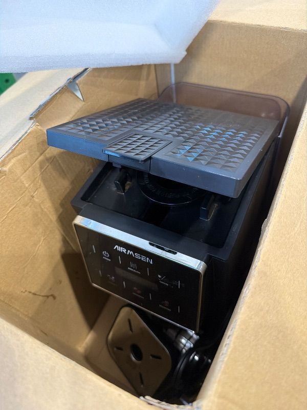 Photo 1 of **Untested**
AIRMSEN Grind & Brew Coffee Maker with Built-in Grinder (2026 Model) - Single-Serve, Compatible with K-Cup Pods & Ground, 1000W Fast 6-14oz Brewer, Descaling Alert, Touchscreen & 50oz Removable Tank