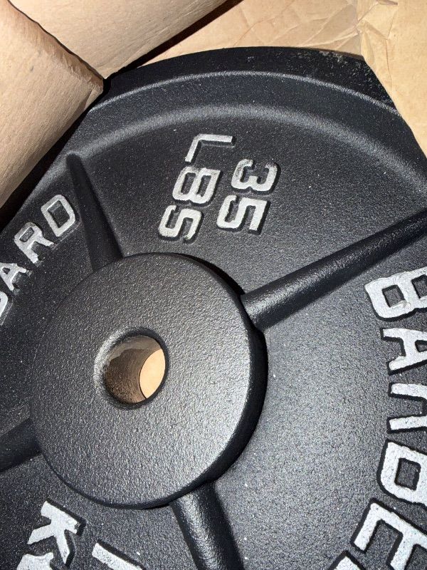 Photo 1 of **Partial Set - ONLY 1 35lb weight**
Fitvids 1 Inch Standard Weight Plates, 2x 35 LB Plates for Home Gym Strength Training, Deep Grip Edge