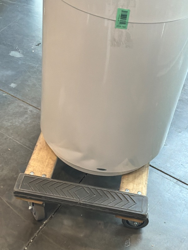 Photo 1 of [Dented on the bottom] Safco Open Top Trash Can, 30 Gallon Stainless Steel Modern Garbage Can for Indoor Use, White