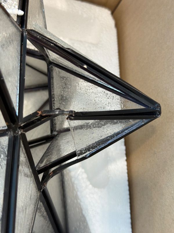Photo 1 of [Part Broken, See Live Photos] AXILAND Moravian Star Light Flush Mount Ceiling Light with Seeded Glass Shade Black for Living Room Bedroom Bathroom Hallway