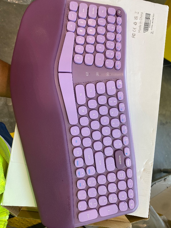 View 3 of **View Clerk Notes**Wireless Keyboard and Mouse Combo,2.4G Ergonomic Wave Keys(Purple)