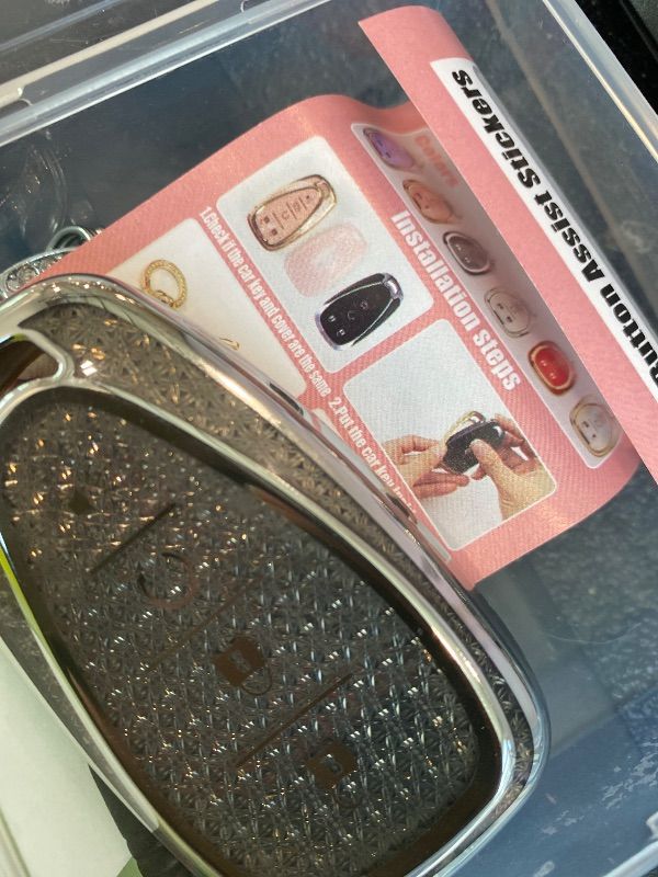 View 2 of [MISSING PARTS] Yekoubo Cherry Charm Key Fob Cover for Chevy Equinox Volt 4-Button Black