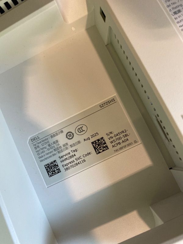 Photo 1 of *MAJOR DAMAGE*
Dell S2725DS 27" QHD (2560x1440) Monitor, 100Hz, IPS, 4ms, 99% sRGB, Height Adjustment, Built-in Speakers, DisplayPort, 2x HDMI, 3 Year Warranty, White884116467144
